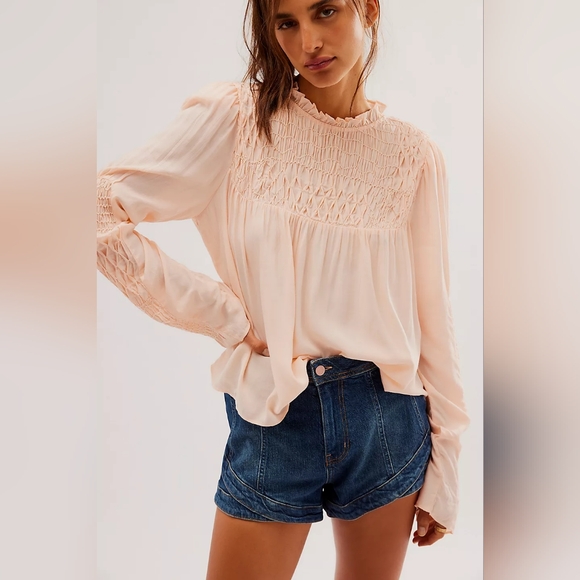 Pink Sands Smocked Top - Pink Sand // Free People